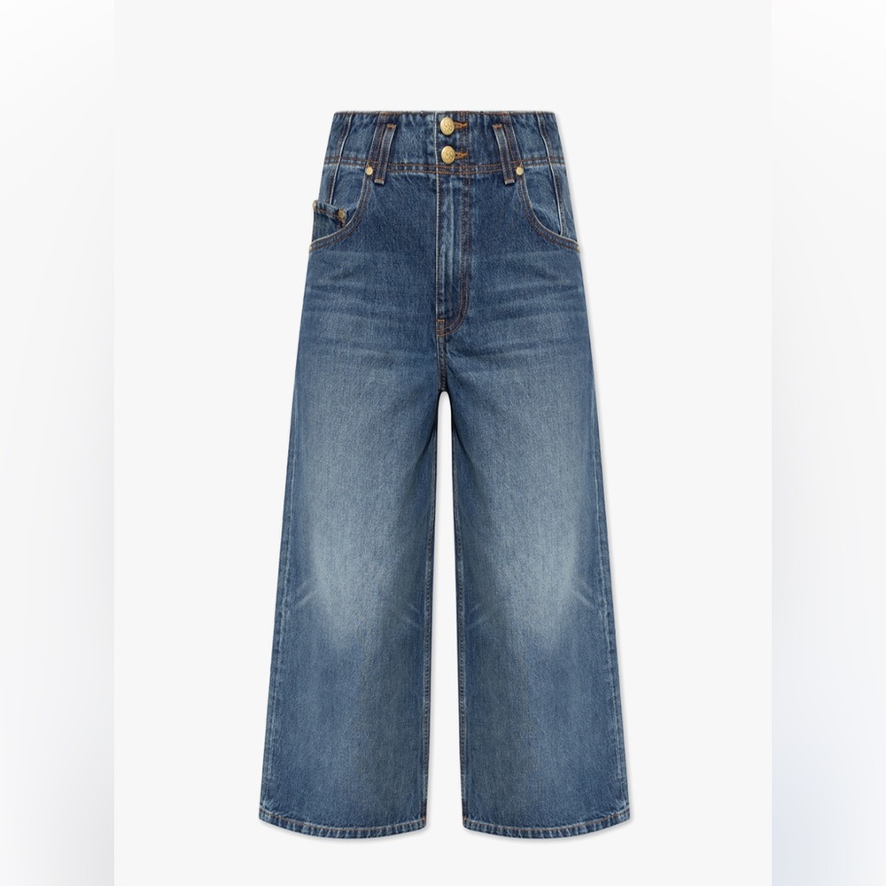 NWT Ulla Johnson Yvette wide leg cropped jeans in dark indigo size 28
